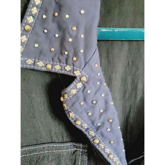 Monique Fashions‎ 12 Women's Vintage Blouse Shirt Beaded Studded Navy Blue L/S - Picture 4 of 11